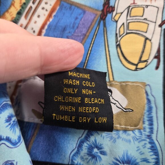 Vintage High Surf Hawaiian Aloha Blue Short-Sleeved Shirt 100% Cotton Medium - Picture 3 of 6